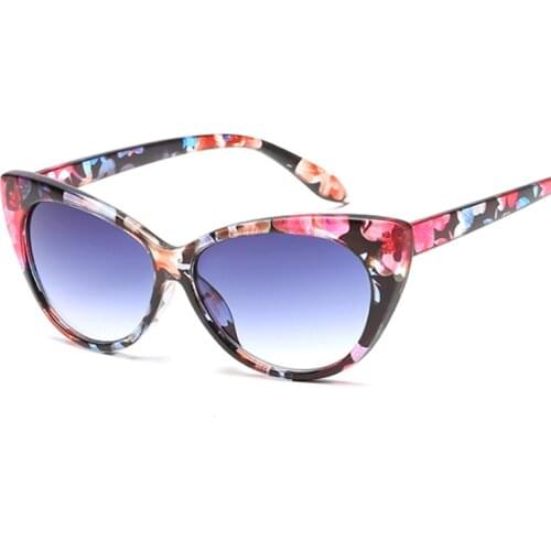 Flowers Cat Eye Sunglasses Women Luxury Brand Glasses For Female Vintage Eyeglasses Women Cateye Oculos De Sol Feminino