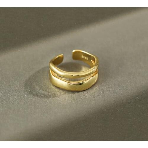 Sterling Silver Korea 18 K Gold Rings for Women Resizable Handmade Bague Femme Argent 925 Seasorios Mujer Moda Jewelry Wholesale