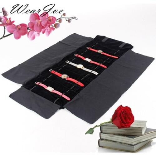 Portable Velvet Travel Jewelry Roll-up Bag For Watch Storage Packaging Case Bracelet Display Protector Holder 15 Organizer Pouch