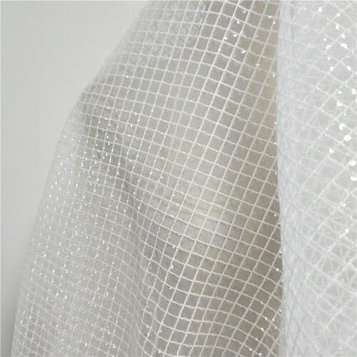 Bridal Wedding Dress Lace Fabric Luxury Sequin Evening Dress Ivory sell for 1 Yard For Bridal Lace