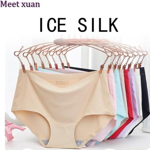 XXXXL Ice silk s Plus Size Underwear Womens Panties For Women Underwear Push Up Sexy Lingerie Seamless Panties Female