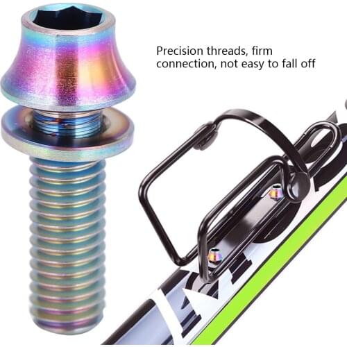 Bicycle Titanium Alloy Water Bottle Cage Screw Bolt M5x12/16mm with Washer Bicycle Accessories 4 Colors
