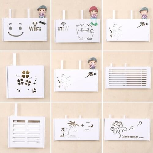 Wifi Router Storage Boxes Shelf Wall Mounted Cable Power Hanging Plug Wire Storage Rack Board Bracket Organizer Bins Home Decor