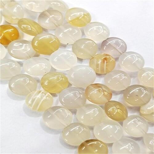 1 Strand/33pcs 12x6mm Wholesale Natural Agate Round Loose Beads DIY Jewelry Accessories 15.5inch S412