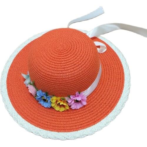1 Pcs Joker Fashion Women Summer Sun Hat The Flower Bow Parent-Child Straw Hat Beach Hat For Women And Girl 6 Colors