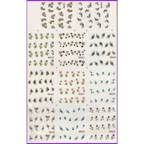11 PACK/ LOT WATER DECAL NAIL ART NAIL STICKER FLOWER GRASS ROSE OF SHARON CANNA BLE631-641
