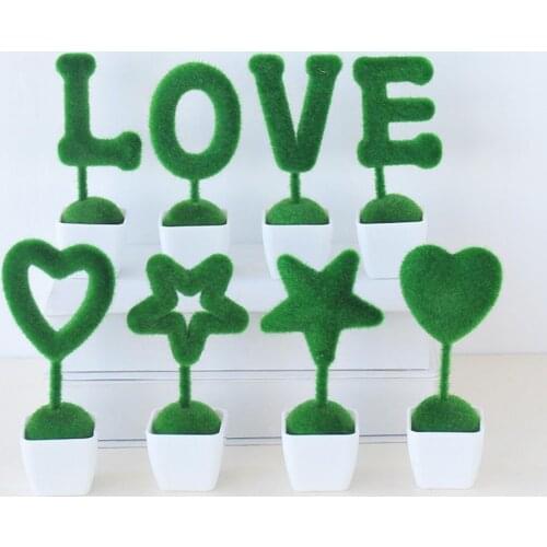 4Pcs Love Heart Animal Valentines Day Artificial Fake Flower Grass Home Decor