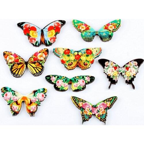 4pcs Vintage Flower Butterfly Different pattern Collection Wood Cut Charms make Pendant Bracelets Brooch DIY(WO-A)