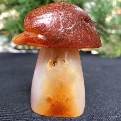 90-120g Natural Rose Crystal Agate Dongling Jade Mushroom Sculpture Handpolished Home Decoration Desktop Reiki ornament
