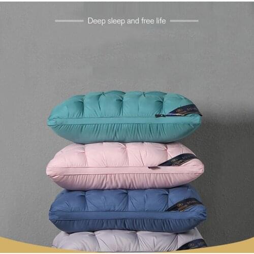 Twist Flower Feather Velvet Pillow for Sleeping with Washed Tencel Feather Cotton Pillow Downproof Cover of 1pcs Standard Size