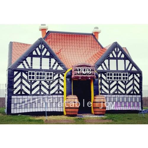 Free air ship to door,8x5x5m Outdoor party tent house inflatable bar pub tent,customized irish pub inflatable for sale