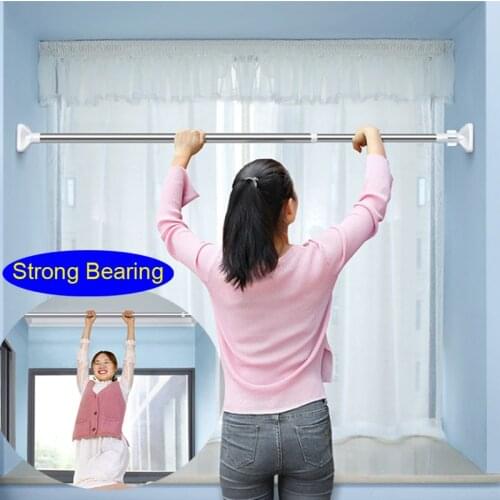 No Punching) Strong Bearing Stainless Steel Telescopic Rod Without Punching Bedroom Bathroom Curtain Rod