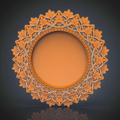 Digital file round mirror frame 3d model relief for cnc carving engraving in STL file format artcam aspire