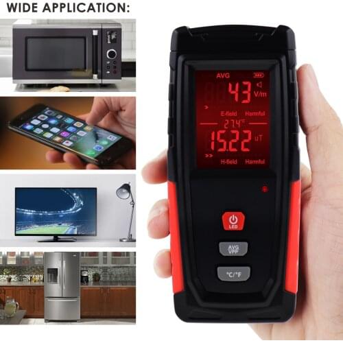 EMF Tester Color Screen Electric & Magnetic Radiation Detector Tester One-hand Operation w/ Alarm Function & Easy to carry