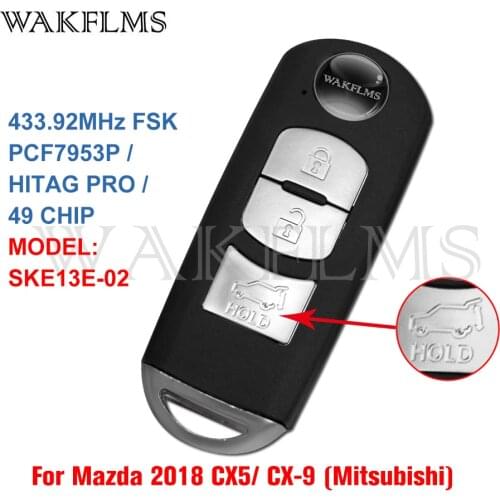 SKE13E-02 For Mazda CX-5 CX-9 2017 2018 433MHz PCF7953P Proximity Smart Remote Car Key Fob Keyless