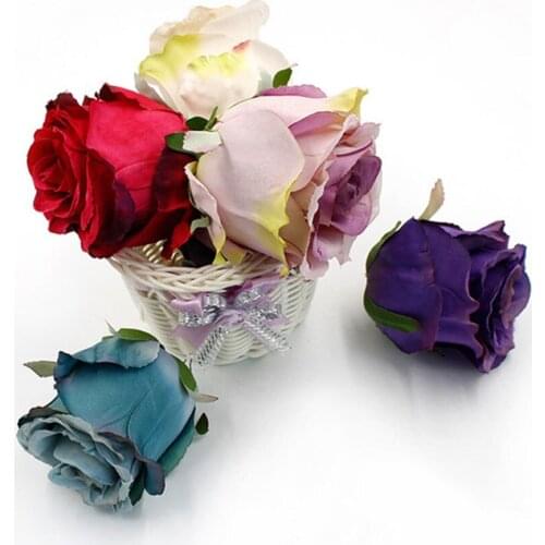 5PCS Artificial Flower 7CM Silk Rose Head Wedding Home Decoration DIY Flower Wall Scrapbook Craft