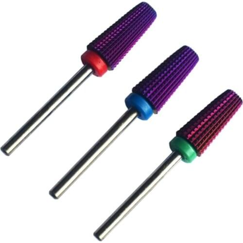 Purple Nail Carbide 5 In 1 Bit 2 Way Rotate Use Tapered Tungsten Nail Drill Bits Milling Cutter Fast Remove Acrylic or Hard Gel