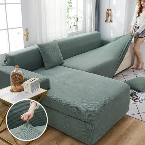 Plaid Polar Fleece Thicken Sofa Cover for Free Pillowcase L Sectional Stretch Elastic Couch Covers Sofa Covers for Living Room