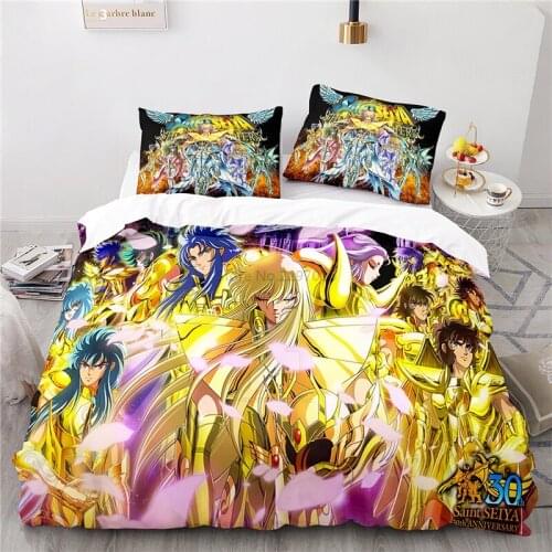 3D Saint Seiya Pattern Duvet Cover Set with Pillowcase New Bedding Set Single Double Twin Full Queen King Size for Bedroom Decor