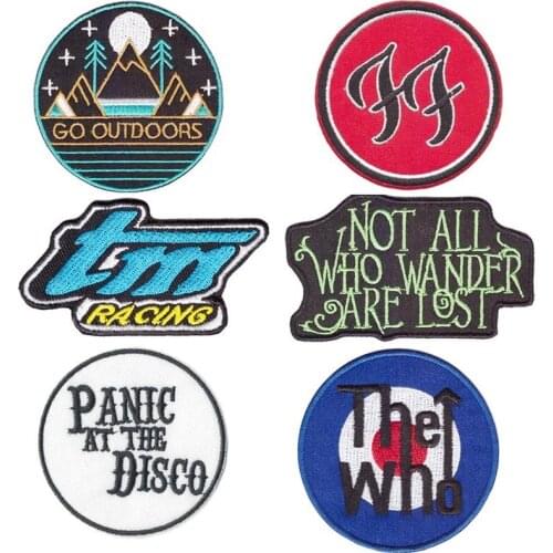 20pcs/lot Round Embroidery Patches Letter Camp Racing Strange Things Backpack Clothing Decoration Iron Heat Transfer Applique