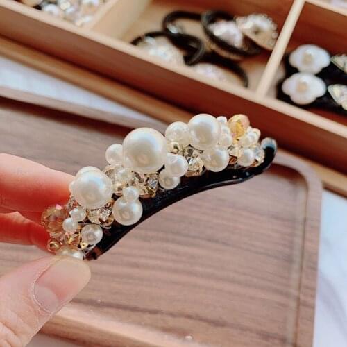 Fashion Girl pearls Hair Claws Beam Hairpin Women Hair Accessories Beauty Hair Crab Clamp Headwear banana Clip