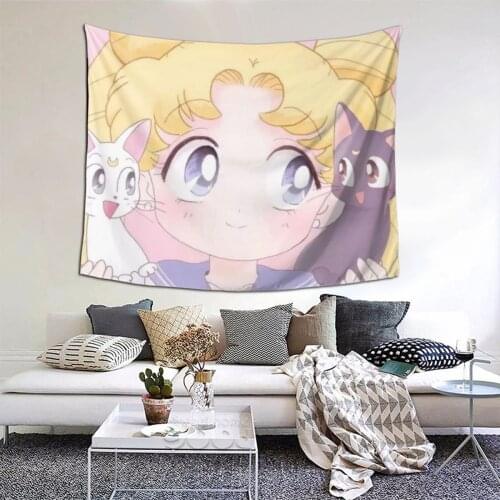 Sailor Girl Tapestry Anime Cosplay Kawaii Tapestry Wall Bedspread kawaii Hanging Blankets For Living Room