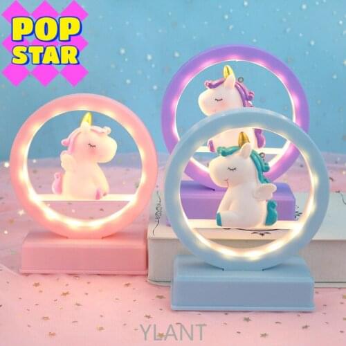 Music Night Light Bedroom Decoration Girl Heart Personality Birthday Gift Dreamy Unicorn No Battery Included Pink/Purple/Blue