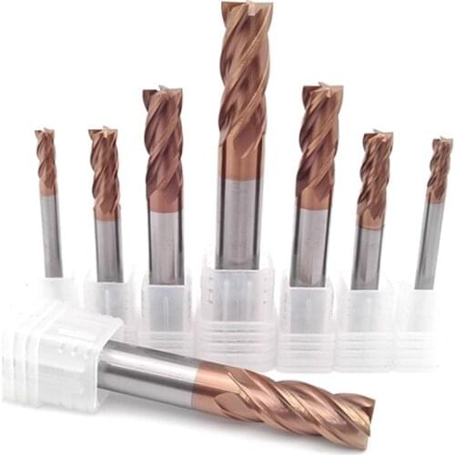 CNC Machining HRC45 HRC50 HRC55 HRC58 HRC60 Diameter 1mm-20mm carbide end milling machine tungsten steel cutters milling