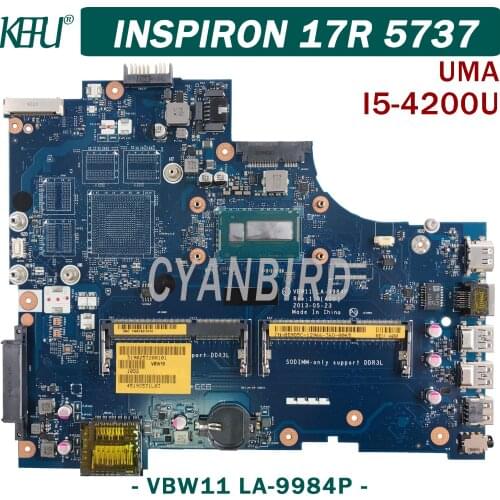KEFU LA-9984P original mainboard for Dell 17R 3737 5737 with I5-4200U Laptop motherboard