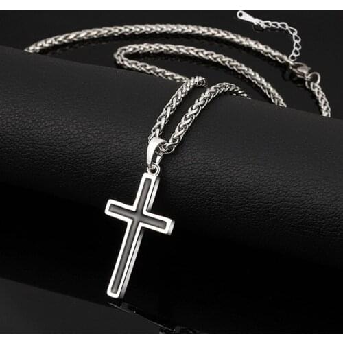 Necklace Stainless Religious Christian Jewelry For Men/Women Gold Silver Color Christmas Gifts Cross Enamel Pendant