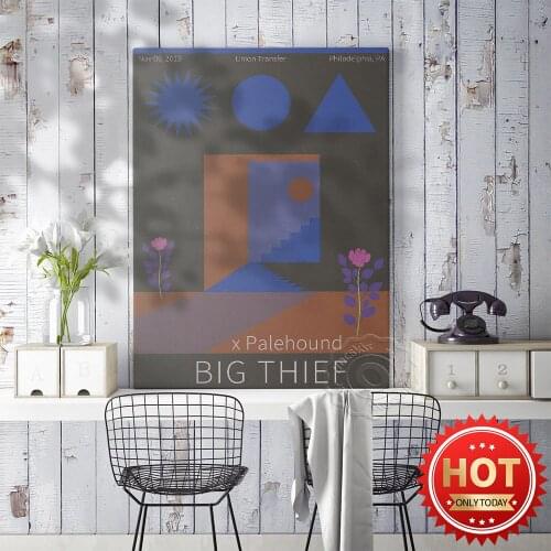 Rock Band Big Thief Art Poster, Vintage Geometry Abstract Flower Sun Pattern Canvas Painting Decor Wall Picture, Idea Gift Print