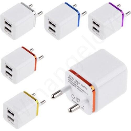 Dual USB Wall Charger Home travel adapter 5V 2.1A US EU Metal AC Power Adapter 2 ports plug for iphone for Samsung 200pcs