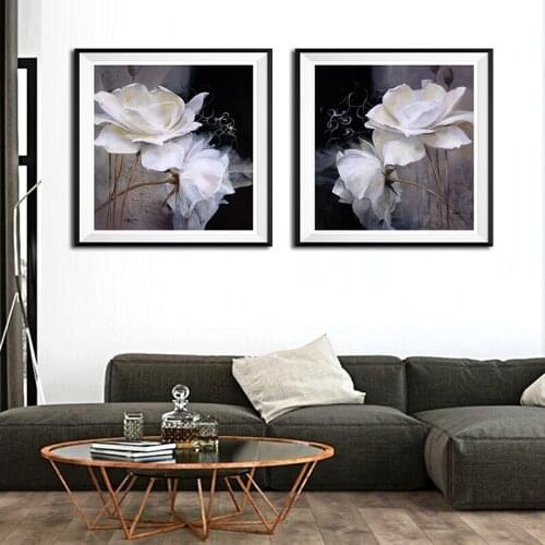 Modern 3D White Lotus Definition Pictures Canvas Home Decoration Living Room Wall Painting Print Cuadros Modernos Painting Wall