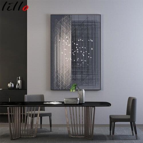Light and dark abstract line decorative painting Industrial style Living room corridor background wall Light luxury wall vertica