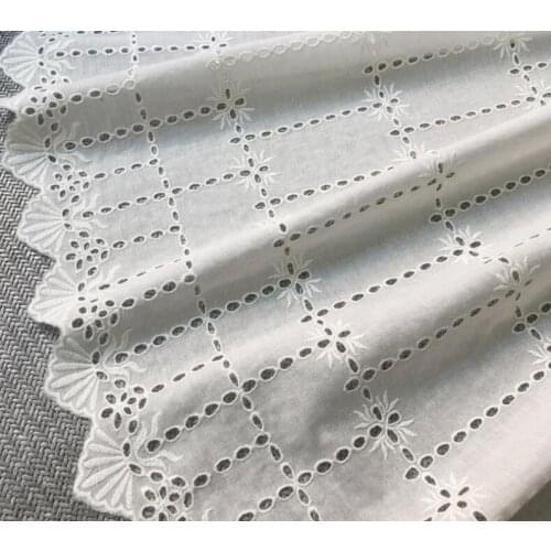 Off White Eyelet Fabric, Embroidery Cotton, Both Scalloped Fabric By Yard, Eyelet Dress, Indian Cotton Fabrics