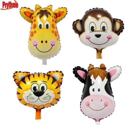 Animal head balloons Mini ballon Giraffe /Monkey /Tiger/Milk cow Kids party supplies Back to school toys Children day gift 8pcs