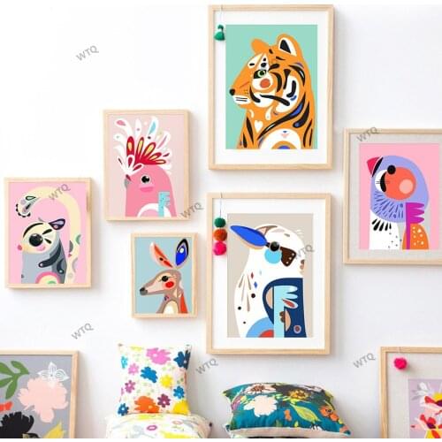 WTQ Colorful Tigher Animal Posters Koala Kangaroo Bird Swan Canvas Painting Wall Decor Wall Art Picture Room Decor Home Decor