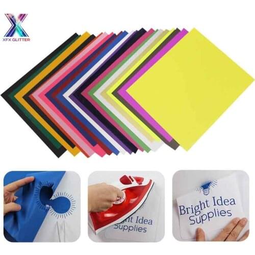 XFX HTV Heat Transfer Vinyl 12"X10"IN PVC Iron on Vinyl for T-Shirt HTV Vinyl for Cricut T-shirt Iron on HTV Heat Stickers vinyl