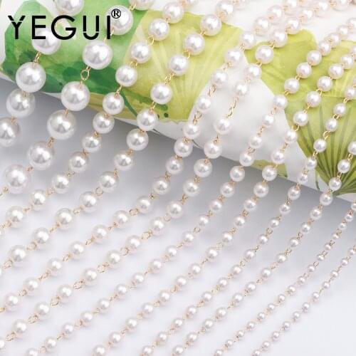 YEGUI C89,jewelry accessories,18k gold plated,0.3 microns,diy chain,AAA pearl,hand made,jewelry making,diy chain necklace,3m/lot