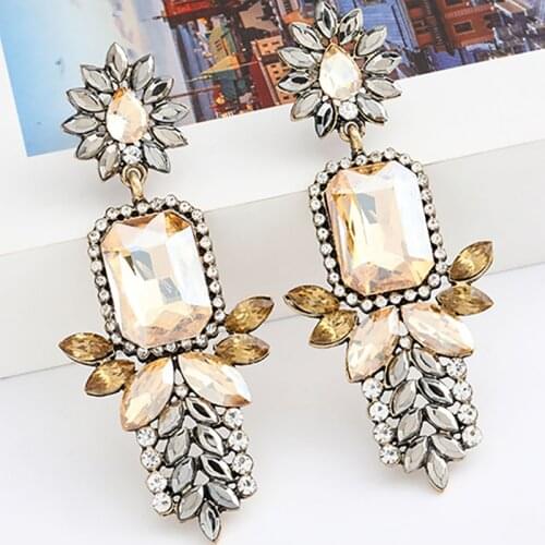 ZHINI Ethnic Handmade Multi Color Rhinestones Crystal Dangle Earrings for Women Wedding Statement Jewelry Accessories 2020