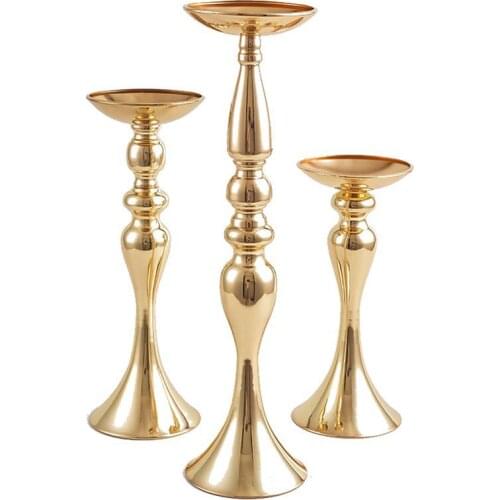 EUROPEAN-STYLE ELECTROPLATING GOLDEN IRON ORNAMENTS MERMAID WEDDING RETRO CANDLESTICK CREATIVE GEOMETRIC CANDLESTICK