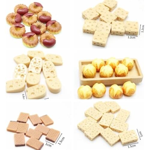 10pcs/set Dollhouse Miniature Food Mini Breads,Donuts Pretend Food for 1/12 1/6 Scale Miniatural foods Decor Kitchen Toys