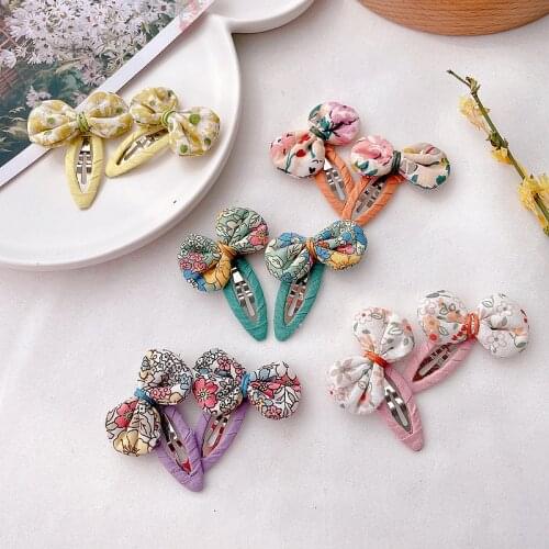 2 Piece Bow Hair Pins Baby Girls Hair Clips Floral Hair Accessories Children Kids Hair Styling Tools Barrettes Headdress Hairpin