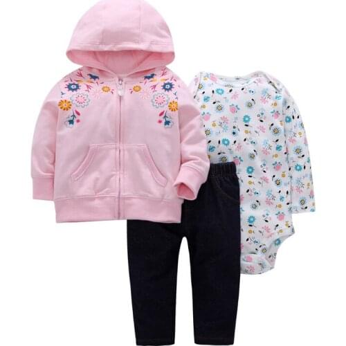 2019 bebes baby boy girls clothes set bodys bebes cotton hooded cardigan+trousers+body 3piece set newborn clothing