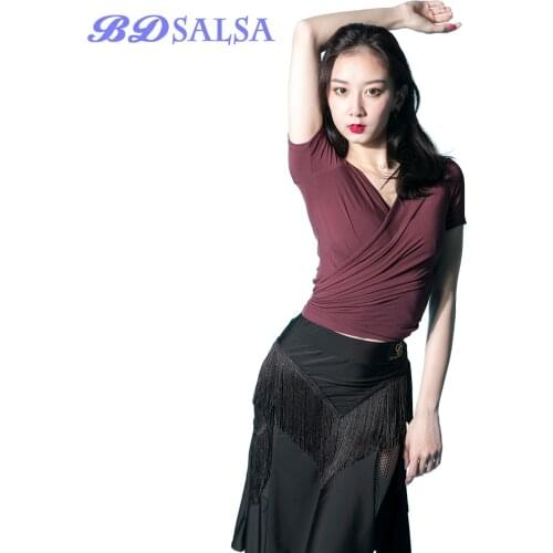 2020 Tops Latin Dance Clothes Coat Female Adult The New Practice Clothes Dance Costume Dancing Clothing 440 V-neck Long Sleeve