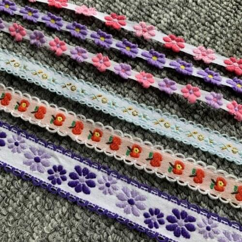 3 YARD 5/8 INCH 9-22mm Ear-coloured Flower Handmade Jacquard Ribbon Lace MJZDKC200807