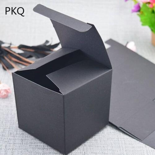 5*5*5cm Natural Brown Kraft Paper Small Gift Packaging Box white Carton Paperboard Wedding Party DIY Packing Box black packaging