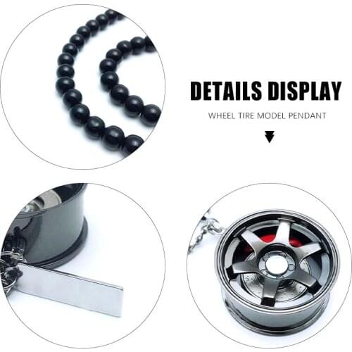 Car Styling Car Rearview Mirror Pendants Ornaments Aluminum Alloy Wheel Hub Rubber Tire Interior Hanging Key Chain For Rearview