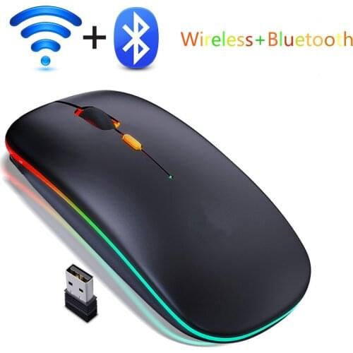 Bluetooth Mouse Rechargeable 1600 DPI USB Optical Wireless Computer Mouse 2.4G Receiver Super Slim Mouse For PC Laptop