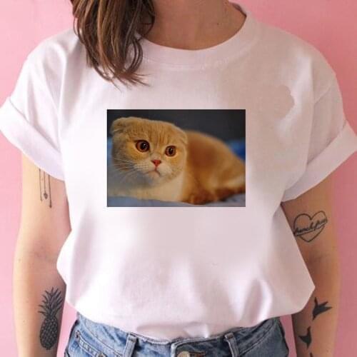 The Great Wave of Aesthetic T-Shirt Woman 90s Fashion Graphic Tee Cute T Shirts And Pet Cat Printed Summer Tops Female